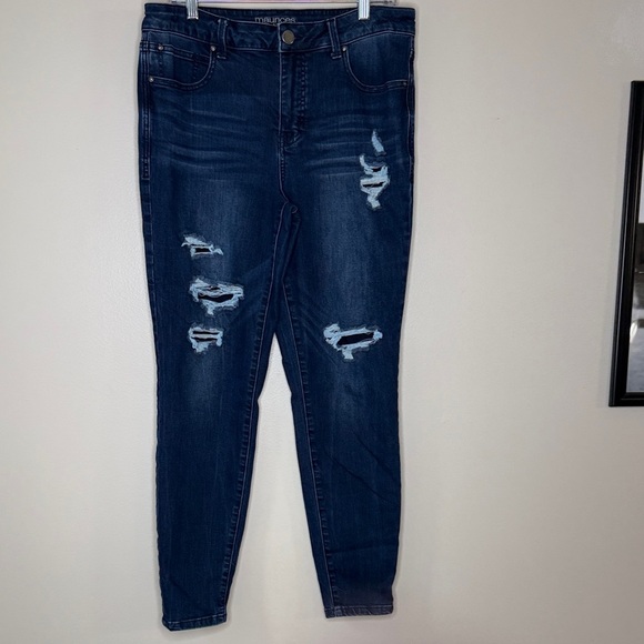 Maurices Denim - Maurices Everflex High Rise Distressed Skinny Jeans Patchwork